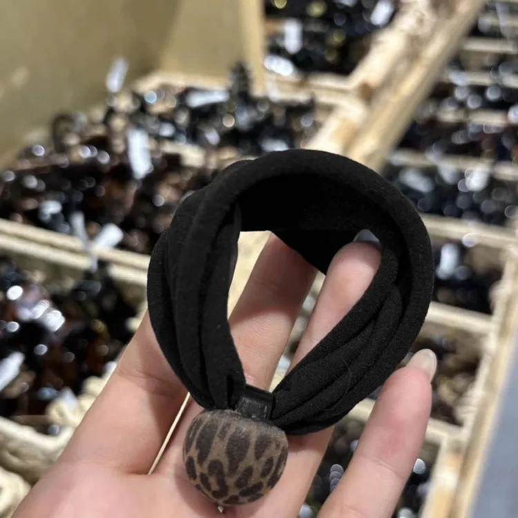 韩系高马尾发绳头饰豹纹球球橡皮筋高弹力耐用皮套头绳发饰小肠圈