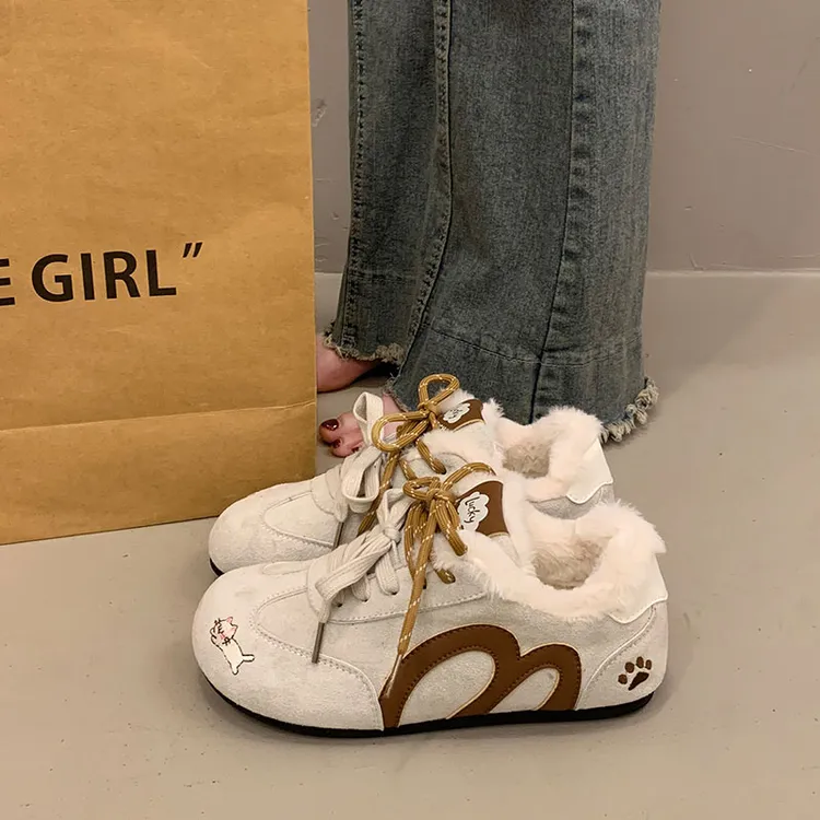 厚底加绒德训鞋女秋冬季百搭小众板鞋2025超火新款运动休闲二棉鞋