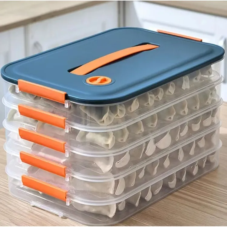 饺子盒多层保鲜盒大容量厨房冰箱冷冻馄饨水饺托盘包子收纳盒F712