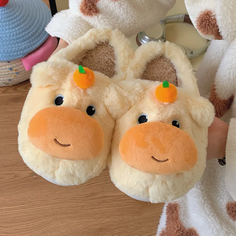 卡通可爱水豚噜噜棉拖鞋女冬季男女情侣外穿防滑居家保暖棉鞋秋千