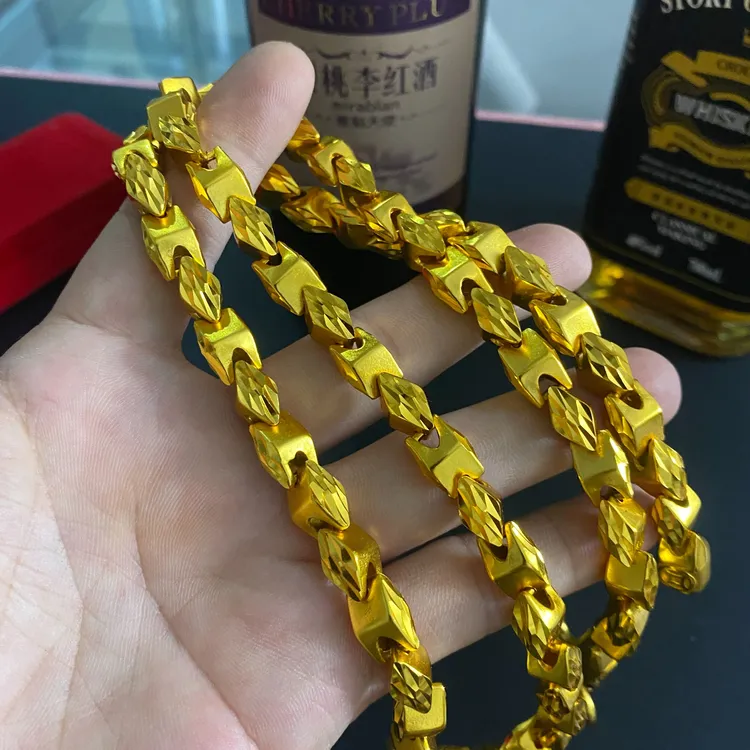 合金项链 金色高档合金菱形钱币项链时尚经典霸气