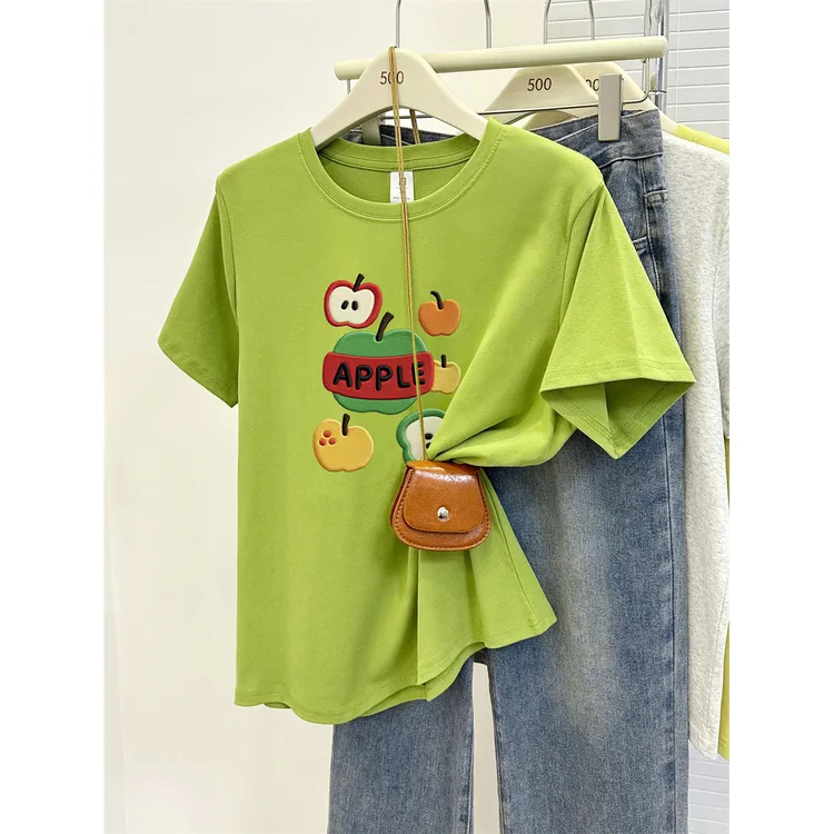 正肩休闲短袖女t恤夏季新款大码胖mm显瘦遮肉百搭圆领半袖上衣