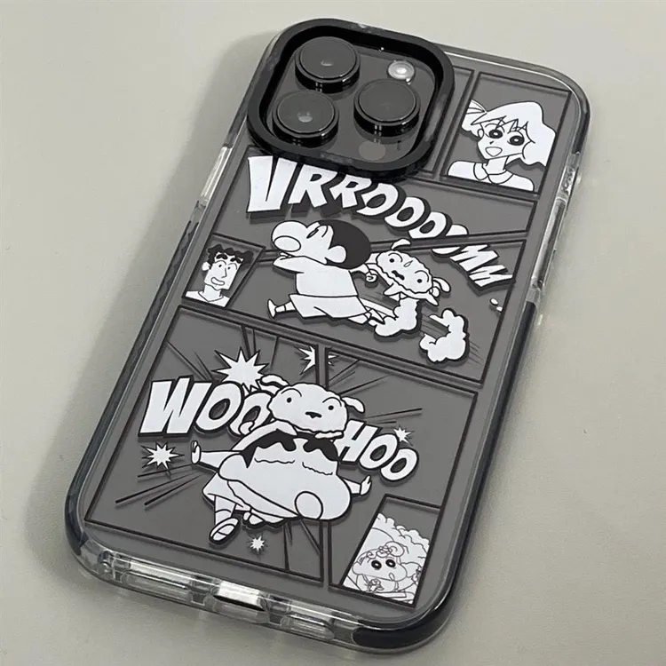 插画蜡笔小新小白适用苹果16手机壳iPhone15/14pro卡通透明13/12