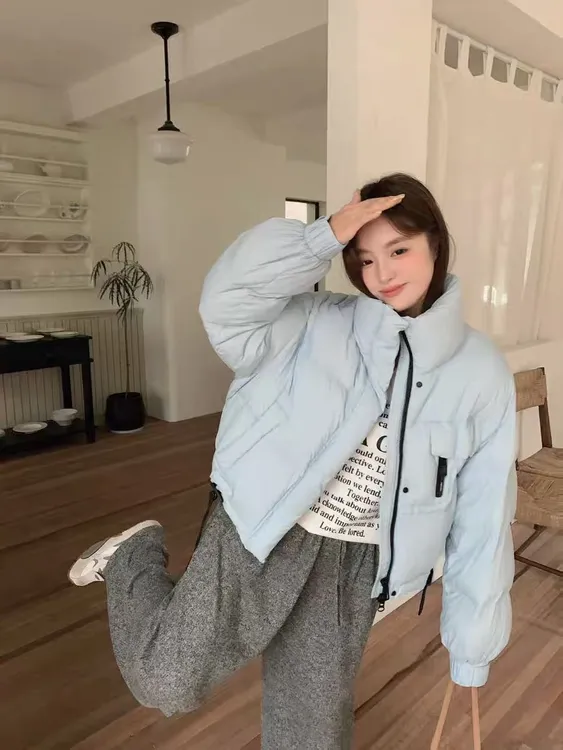 双节粉丝福利反季25新款女短款韩版独特设计小个子休闲时尚加厚白鸭绒羽绒服