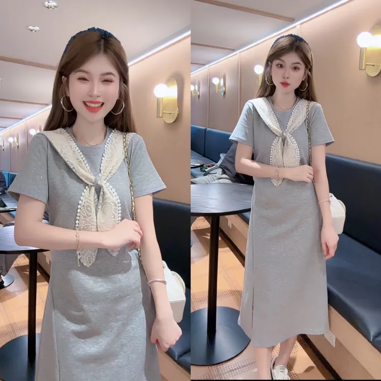 A198【裙长103-107】法式连衣裙2025夏新款蝴蝶结设计感裙子中长款