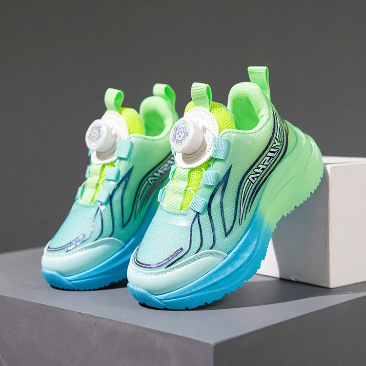 旋转纽扣春秋透气男女运动鞋休闲鞋秋季网面鞋子