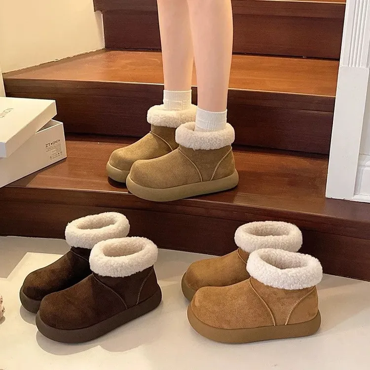 勃肯雪地靴女2025新款丑萌大头冬季小土豆加绒短靴保暖网红棉鞋JH