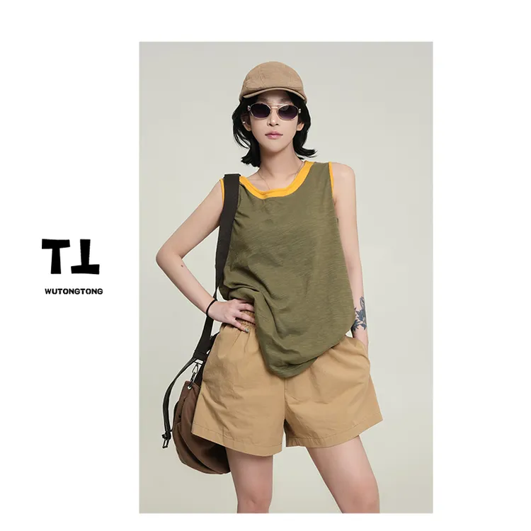 吴童童现货【歉意】夏季新款无袖背心女内搭休闲小衫62057
