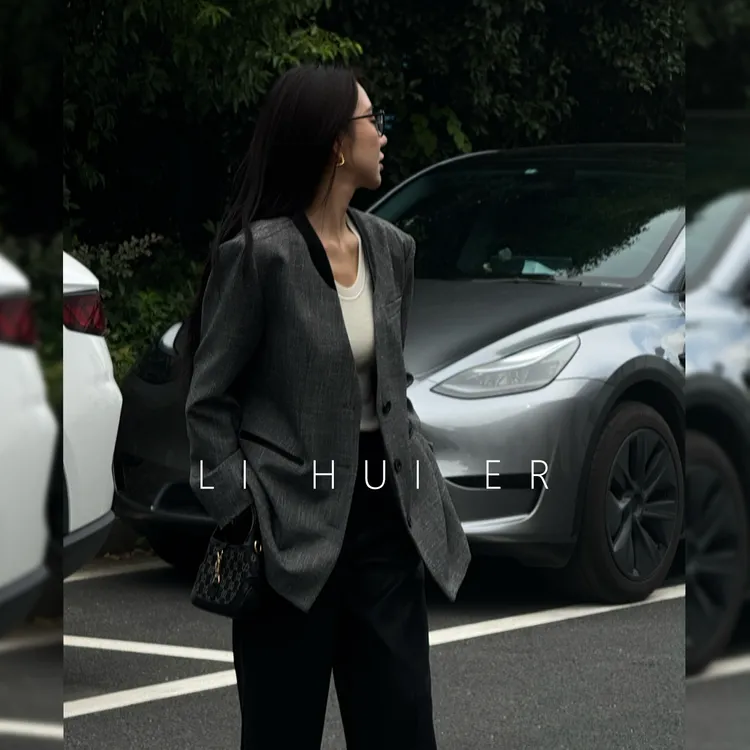 LiHuiEr李慧儿【灰澈】 高级感通勤西装外套设计感上衣LL025433