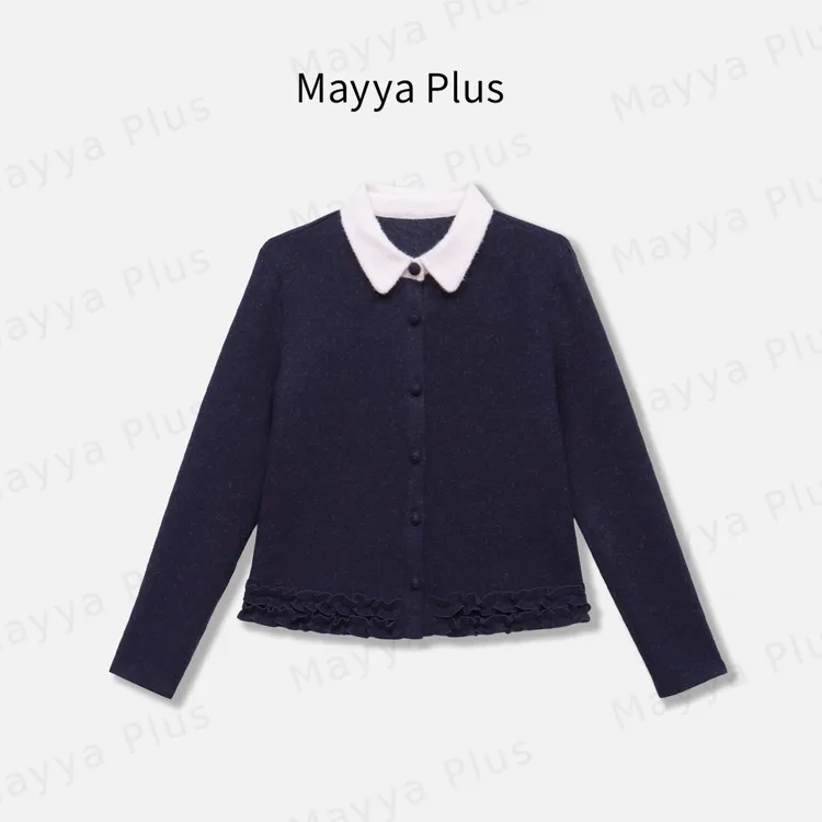 【梨花酿】Mayya Plus麦芽定制冬季百搭撞色针织针织上衣女32546958