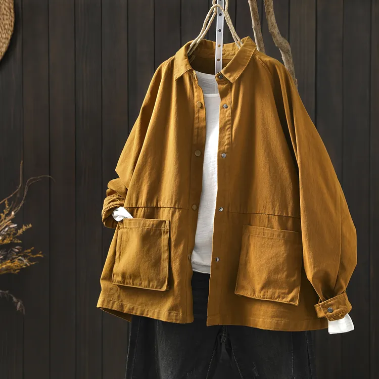 绝美巨好看的小外套女2026新款春季双口袋大码松弛感洋气翻领上衣