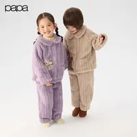 【舒棉绒套装】papa爬爬冬季舒适保暖儿童睡衣贴布造型休闲柔软