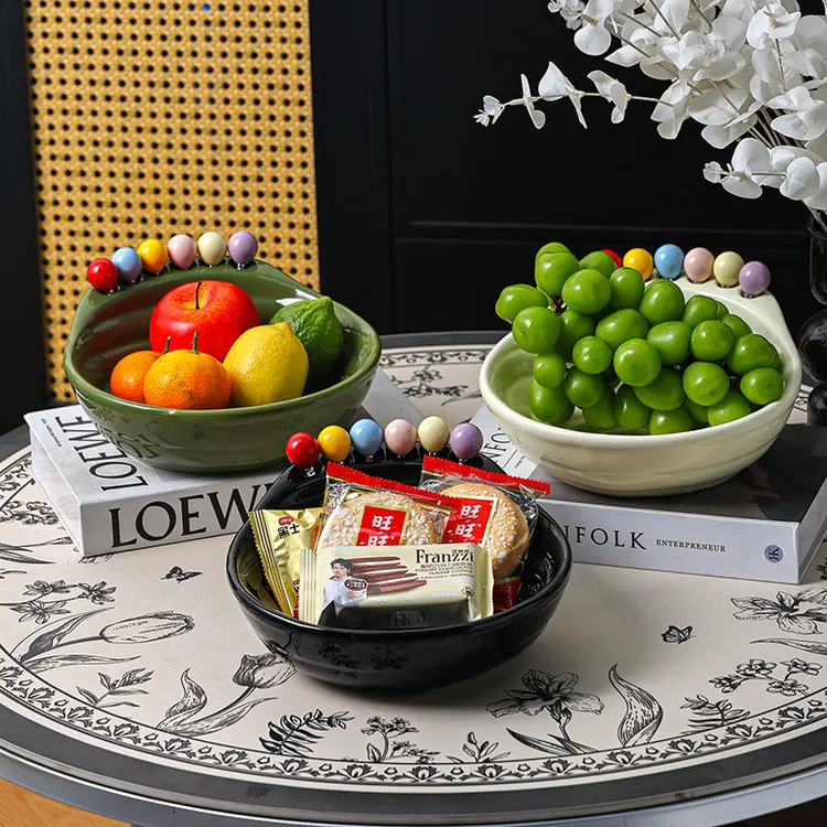水果盘陶瓷客厅桌面餐桌装饰品摆件零食盘家用收纳高颜值创意果盘
