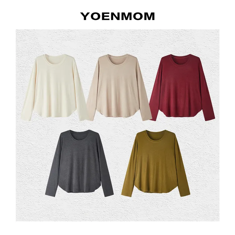 YOENMOM·秋日集·羊毛醋酸Q弹垂感软糯亲肤简约纯色百搭圆领T恤