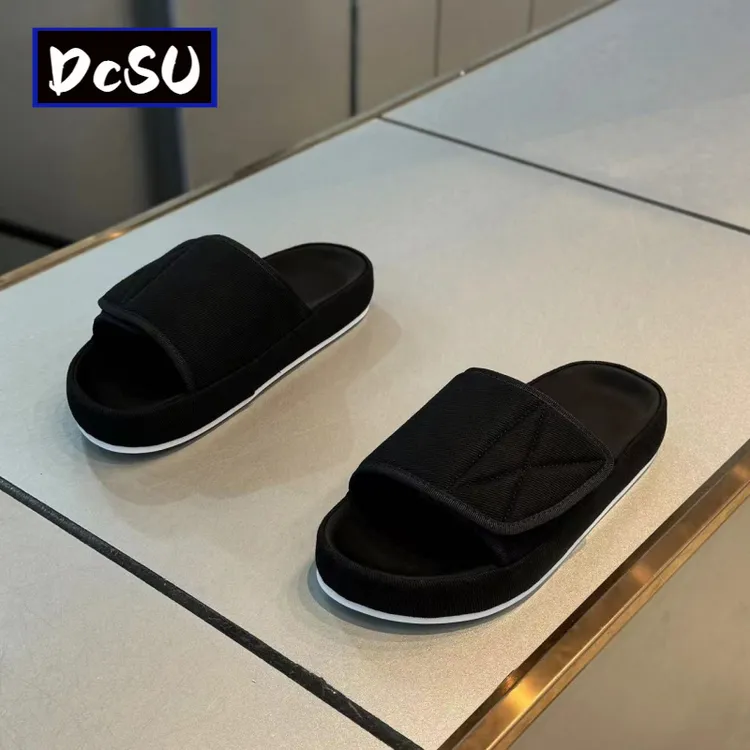 【香港DcSU&Shoes官方正品】潮牌时尚黑色一字拖男夏季新款韩版百搭
