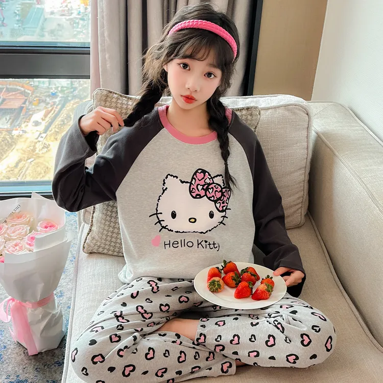 儿童睡衣女孩网红爆款2025新款秋季初中生女童纯棉长袖家居服套装