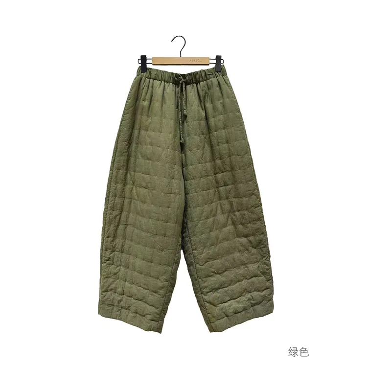 左岸迷香 Z25FW3012 布衣分享秋冬复古【棉裤】 原创松紧抽绳长裤