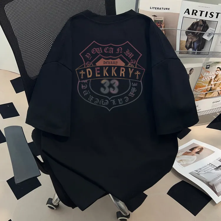 jtrt潮牌街头创意渐变色字母印花夏季纯棉短袖T恤男女复古风上衣