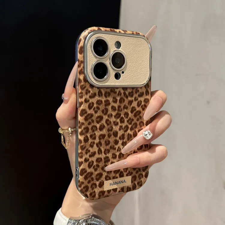 全包大视窗软质豹纹适用苹果苹果16手机壳iPhone15promax个性14女