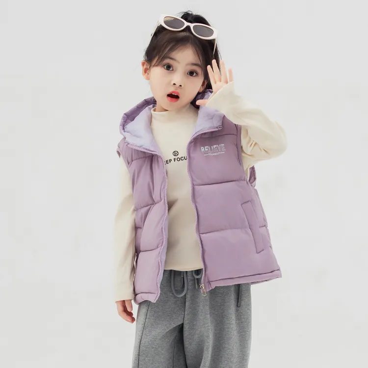 秋冬季男女童马甲2025新款儿童棉背心加厚学生装洋气连帽外穿