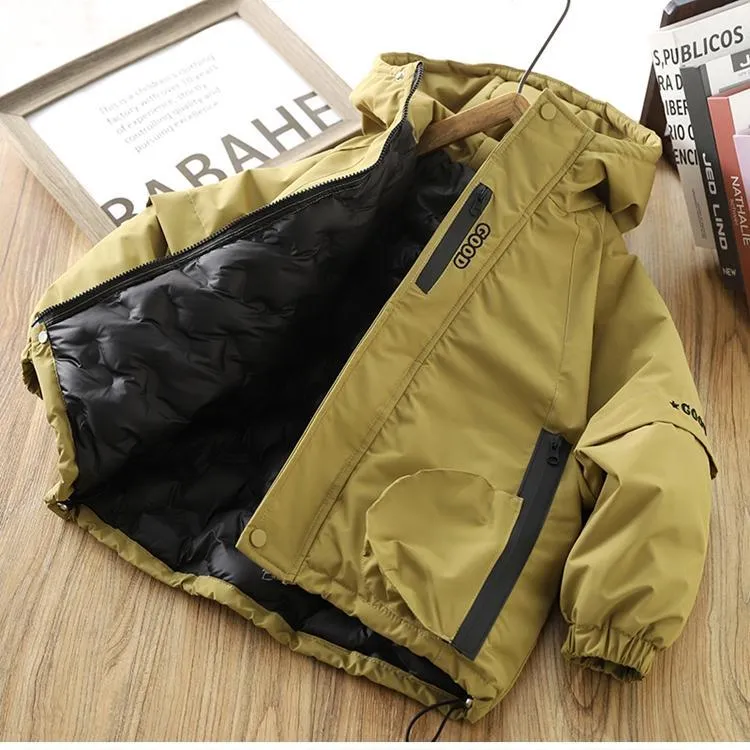 男童棉服冬季加厚休闲外套2025新款儿童连帽防风保暖棉服