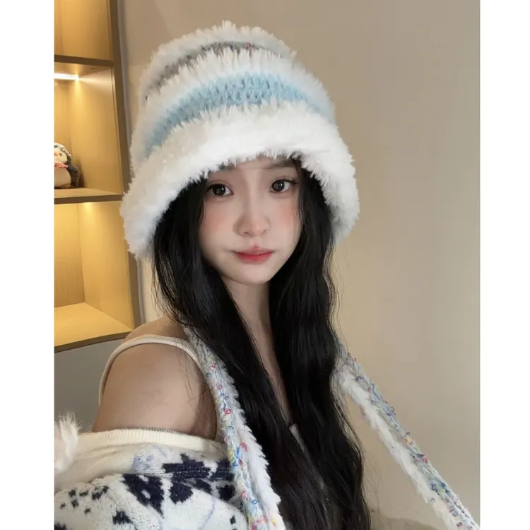 【自制款手工帽】毛绒定制彩色纱线加厚百搭显脸小保暖秋冬护耳帽