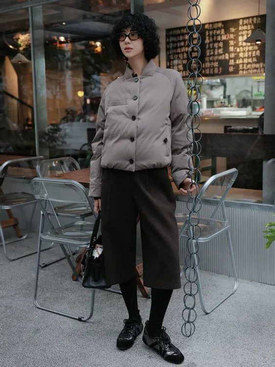 TT设计师【时髦攻略】高级感百搭插肩袖白鹅绒短款羽绒服TT191313