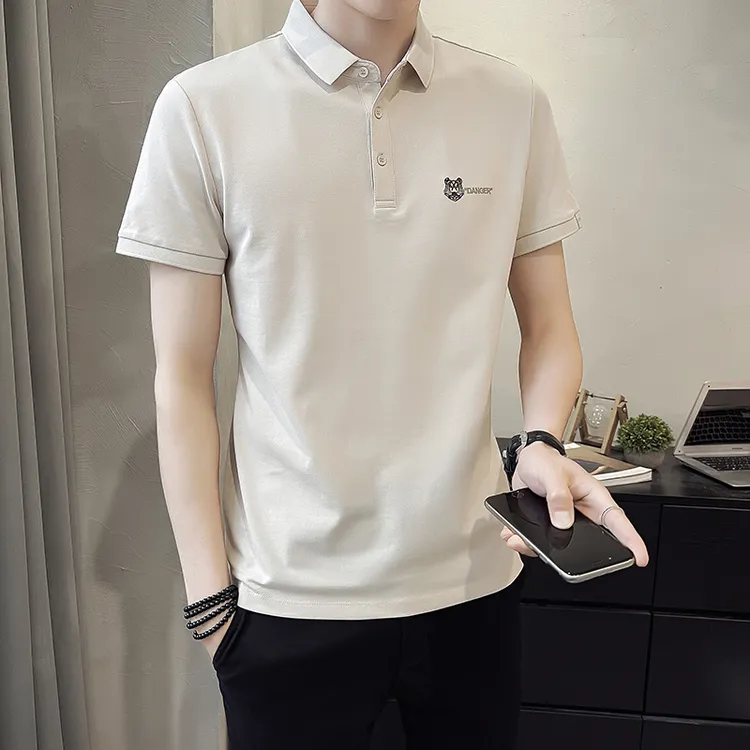 景君澜Polo衫短袖男夏季新款修身透气珠地棉男士半袖T恤翻领夏装