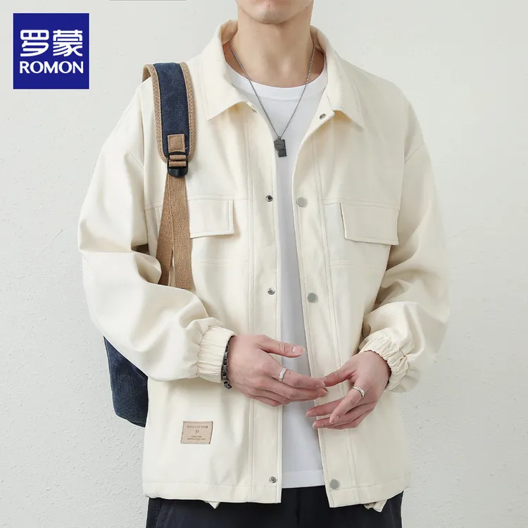罗蒙男士休闲夹克2025秋季新款潮流帅气工装翻领上衣服外套男装