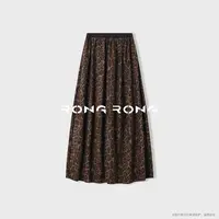 溶溶【珀光豹纹】RONGRONG 超柔垂感绒面豹纹优雅花苞半身裙25C8621