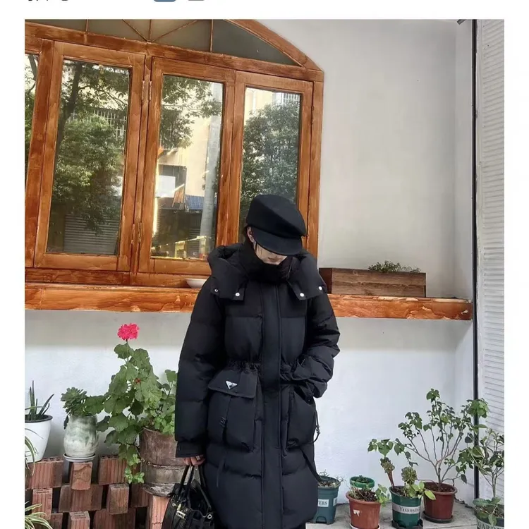 冬季新款女士中长款韩版宽松收腰连帽棉衣保暖外套