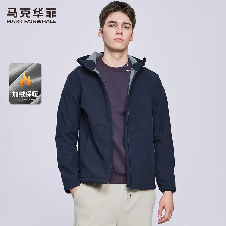 【加绒】马克华菲户外连帽防护软壳夹克男2025秋冬新款情侣登山外套