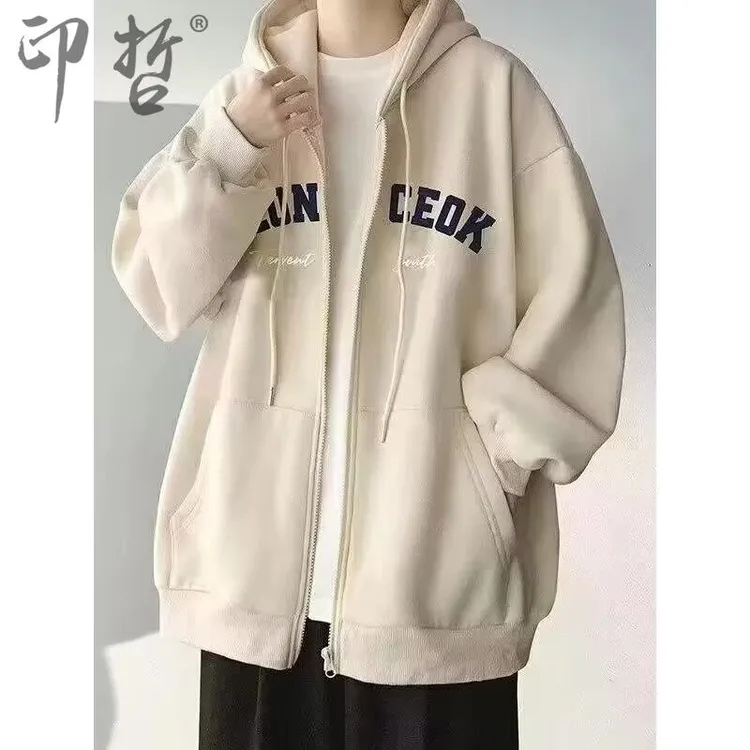 时尚休闲夹克男士秋冬新款运动夹克连帽开衫运动衫超大夹克