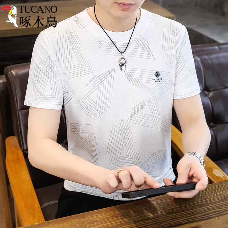 TUCANO/啄木鳥印花冰丝短袖T恤衫男青年夏季速干潮流半袖时尚上衣