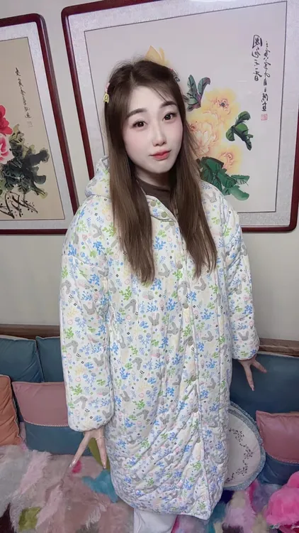 【宁姐家】兔子王国新疆棉长款连帽家居服宽松显瘦冬季保暖加厚