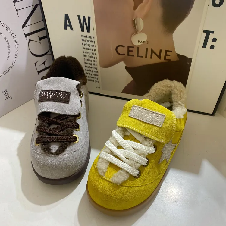 欧货磨砂皮大头丑萌面包鞋女系带厚底松糕德训鞋加绒保暖勃肯鞋潮