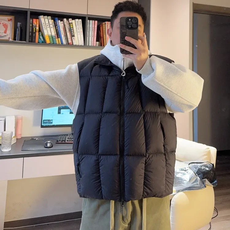 90白鸭绒格子羽绒马甲 百搭男女时尚2595