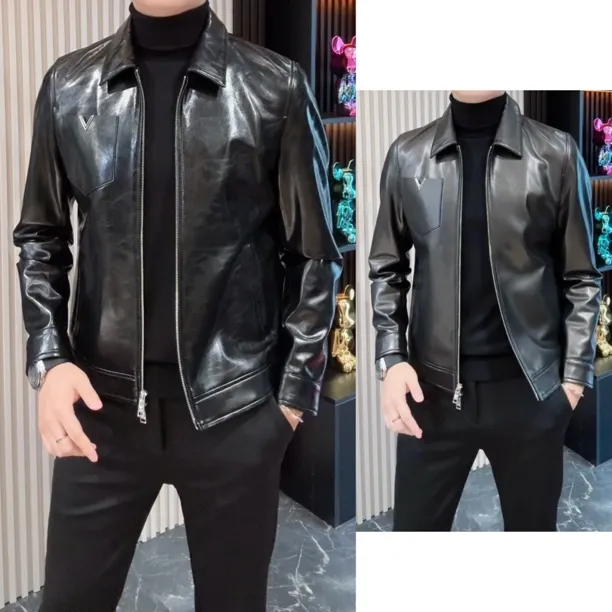 小雨男装 ｜皇家捷豹｜秋冬新品高奢定制V标真皮羊皮夹克L