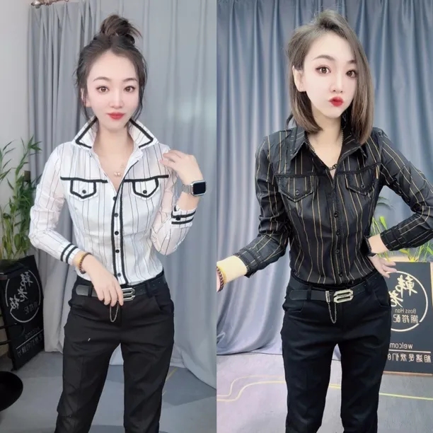 5194新款竖条衬衫