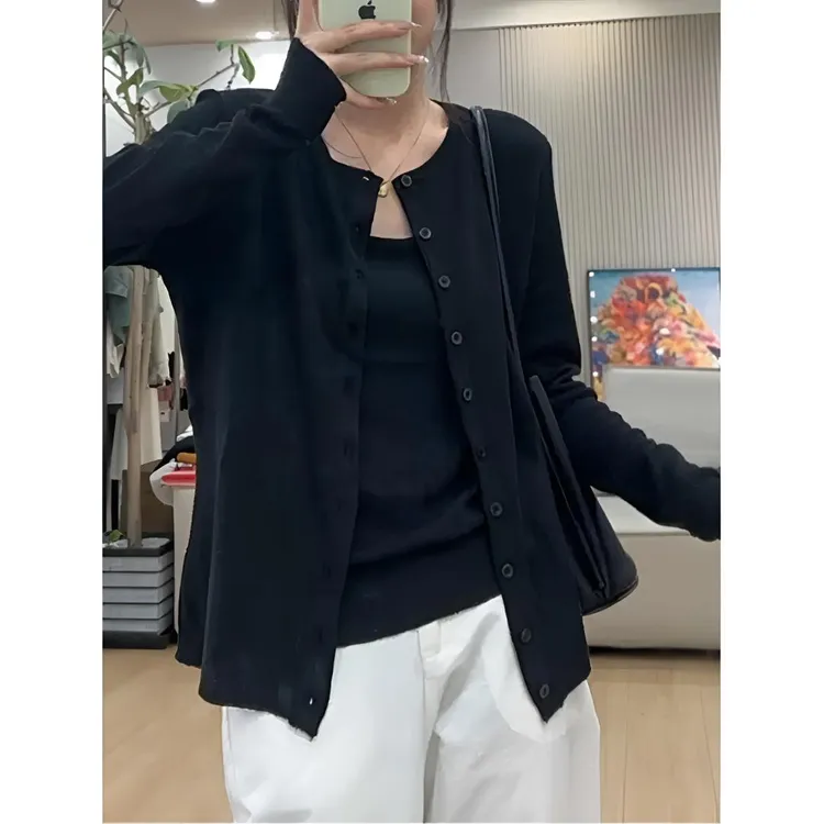 春秋时尚两件套上衣 韩版宽松开衫吊带背心 遮肉显瘦