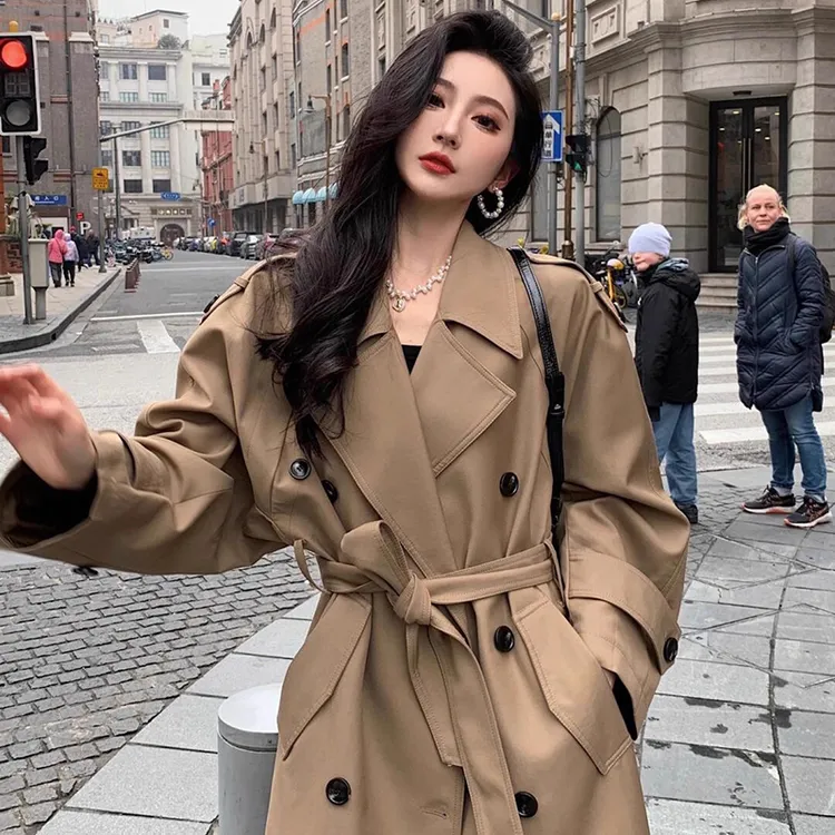 高级感风衣外套女2025新款爆款洋气英伦风小个子气质大衣中长款