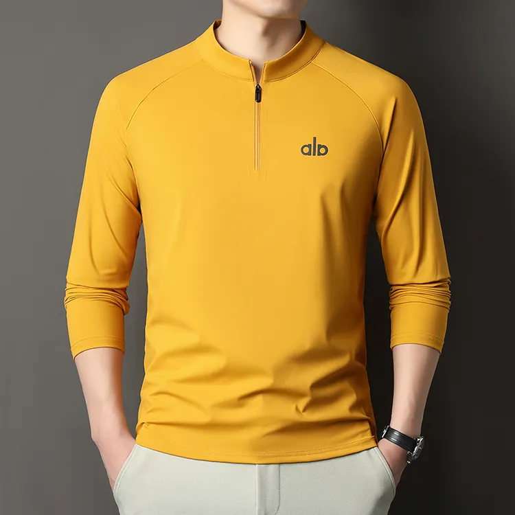 秋季冬季长袖常规男士修身型立领T恤上衣速干运动户外跑步健身