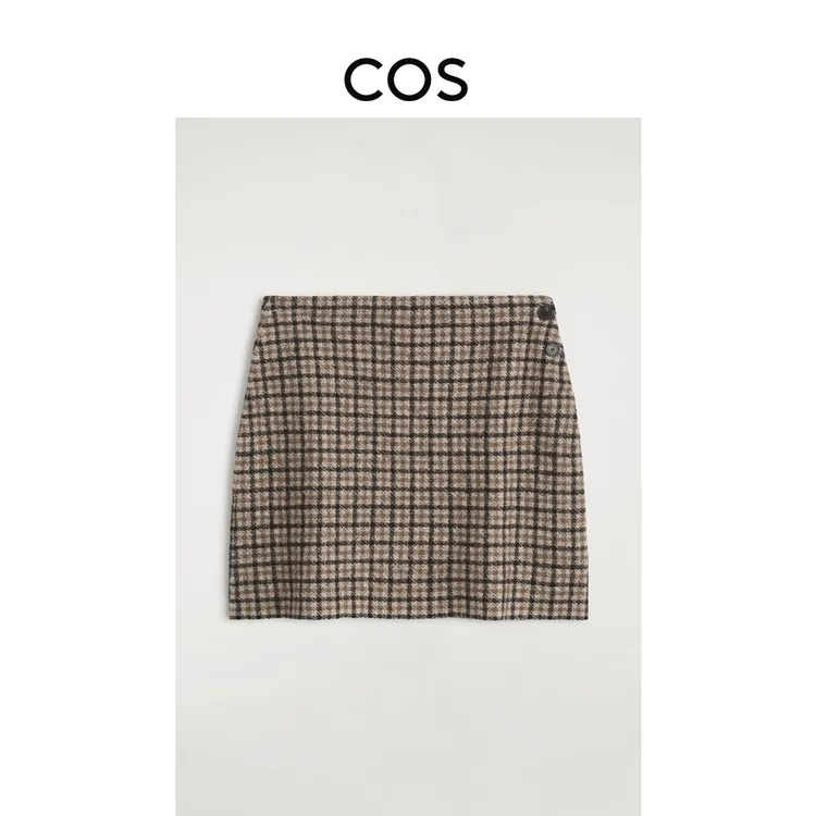 COS女装 标准版型美利奴羊毛迷你半身裙2025秋季新品1306123001