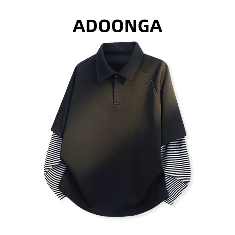 ADOONGA卫衣男款春季假两件潮牌休闲内搭舒适痞帅宽松长袖Polo衫