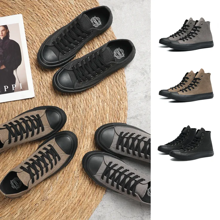 火星几何秋季新款1970s帆布鞋男经典款黑武士高帮休闲鞋百搭平底