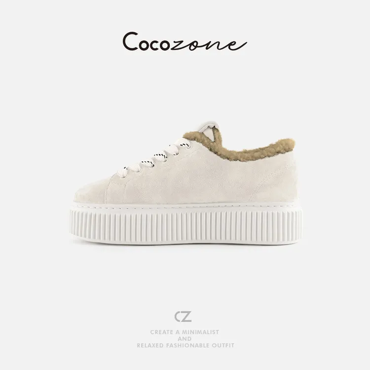 COCO ZONE 刘 一一 温暖感松糕底毛绒系带休闲鞋 CD2A3029
