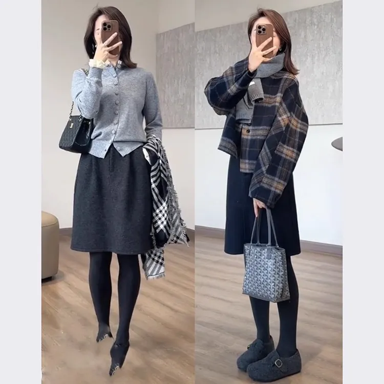 巨好看的短半裙遮胯显瘦毛呢花苞中裙冬天大码胖mm梨形伯克利裙子