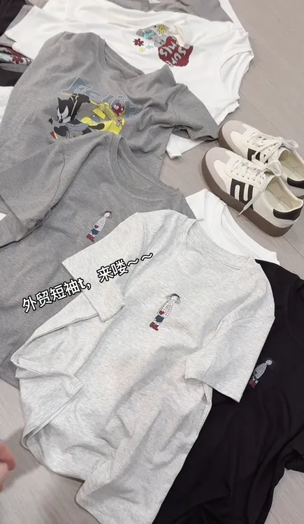 米蓝家名殿！巨好穿百搭～外贸女孩春夏百搭体恤衫7928