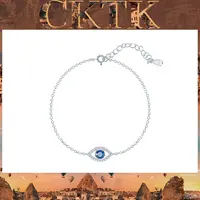 925银手链 埃尼斯推荐CKTK土耳其风格S925银手链女款气质蓝眼睛