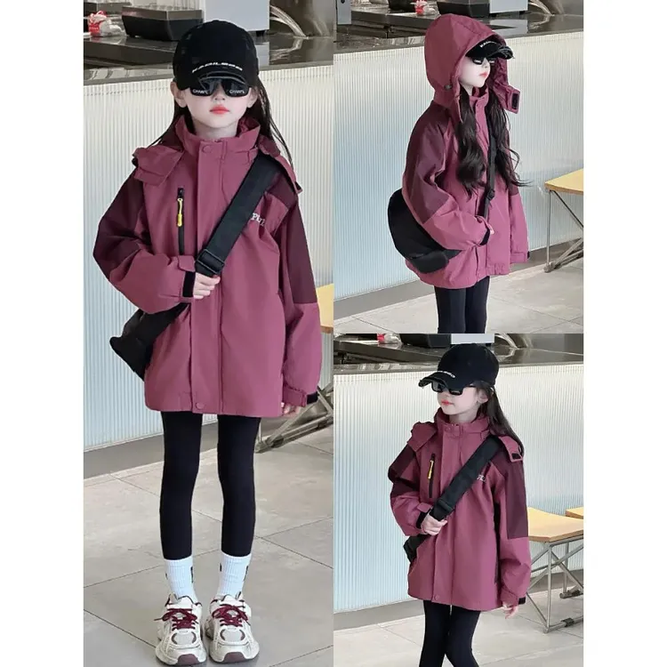 女童冲锋衣三合一外套春秋款2025新款儿童秋装女孩秋季防风夹克衫